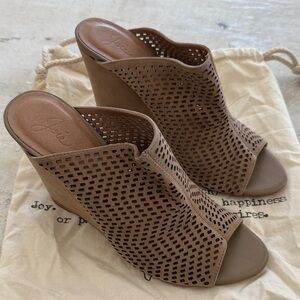 Joie Brown Perforated Peep-Toe Mules